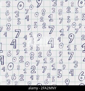 Numbers. Seamless vector wallpaper hand draw Stock Vector