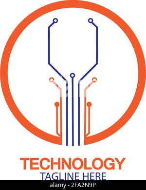 circuit technology logo vector template-vector Stock Vector