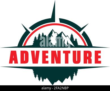 mountain compass logo icon vector concept graphic design Stock Vector