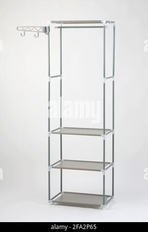 Empty cloth rack isolated on white background Stock Photo