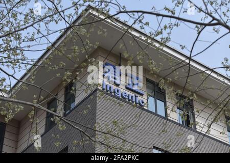 Beijing, China. 27th Mar, 2021. Ingenic Semiconductor Inc. logo seen in Beijing Zhongguancun Software Park also known as the Chinese Silicon Valley. (Photo by Sheldon Cooper/SOPA Images/Sipa USA) Credit: Sipa USA/Alamy Live News Stock Photo