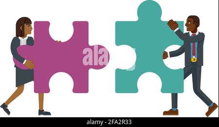 Puzzle Piece Jigsaw Characters Business Concept Stock Vector