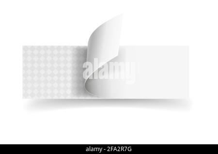White sheet of paper twisted on a transparent background. Blank for advertising banner. Stock Vector