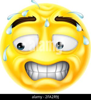 Worried Sweating Scared Emoticon Cartoon Face Icon Stock Vector