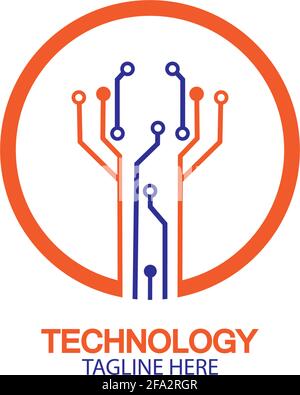 circuit technology logo vector template-vector Stock Vector