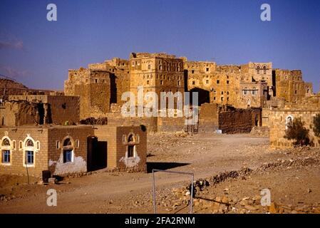 Al Hajjarah Yemen Historical Town in the Haraz Mountains Stock Photo