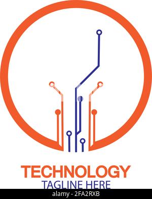 circuit technology logo vector template-vector Stock Vector