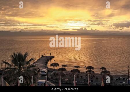 beautiful sunset above the sea,Corfu Island, Greece Stock Photo