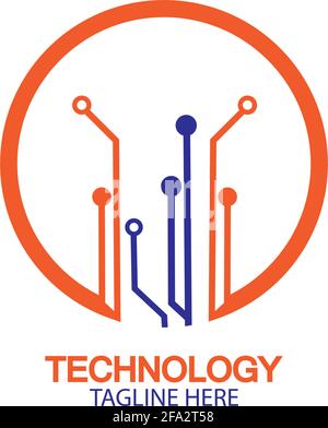 circuit technology logo vector template-vector Stock Vector