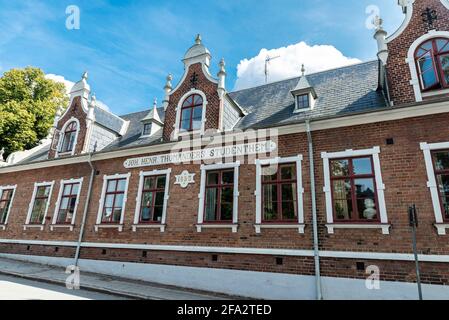 Lund, Sweden - August 30, 2019: Classic facade of a building of the Lund University in Lund, Scania, Sweden Stock Photo