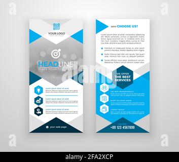 Double-sided DL flyer design. Brochure or flyer template. Layout with modern elements and photo space. Stock Vector