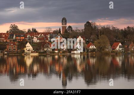 County town Plön, Northern Germany, from her romantic side with beautiful, warm colors. Stock Photo