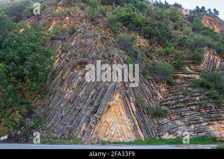 Cliffs on which Sot de Chera Castle is built in Chera-Sot de Chera Natural Park, Spain Stock Photo