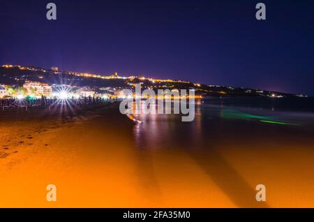 View of Vasto from the beach at night (Abruzzo - Italy) Stock Photo