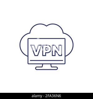 VPN service line icon on white Stock Vector