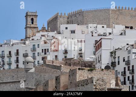 The Castillo Palacio de Peñíscola or Castillo del Papa Luna is located in the highest area of the rock in a town declared the most beautiful in Spain. Stock Photo