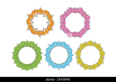 set of decorative patterned doodle-style frames for photos, illustrations, text, and creative design. Flat style. Stock Vector