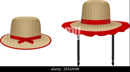 set of isolated festa junina hats. june brazilian festival elements Stock Vector