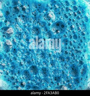 Blue foam with bubbles as a full-screen background. Square frame Stock Photo