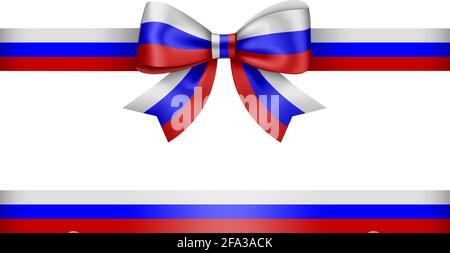 tricolor bow and ribbon. white, blue and red bow with ribbon. russian flag colors Stock Vector