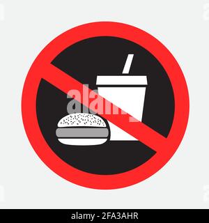 fast food is prohibited dark sign sticker Stock Vector