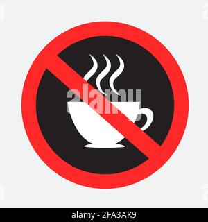 drinking hot drinks is prohibited dark sign Stock Vector