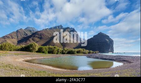 Landscape with Charco de La Aldea in San Nicolas village, Gran Canaria, Spain Stock Photo