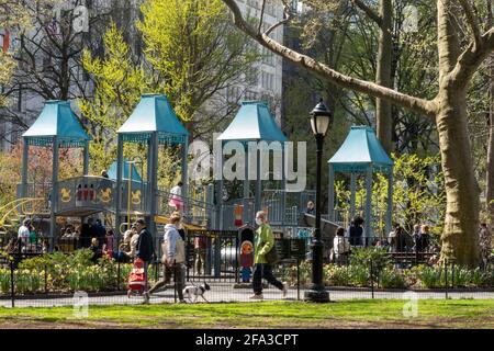 Police Officer Moira Ann Smith Playground in Madison Square Park, NYC Stock Photo