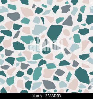 Terrazzo flooring vector seamless pattern. Classic venetian terrazzo style of floor of stone, granite, quartz. Stock Vector