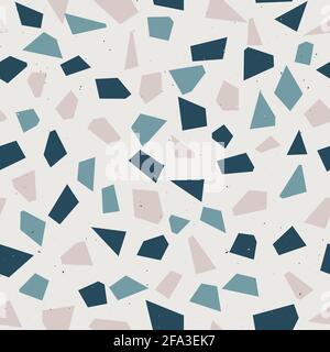 Terrazzo flooring vector seamless pattern. Classic venetian terrazzo style of floor of stone, granite, quartz. Stock Vector