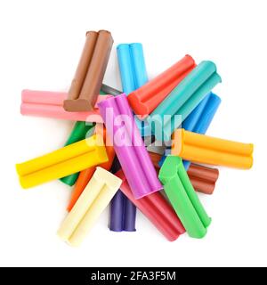 Colorful modelling clay isolated on white background Stock Photo