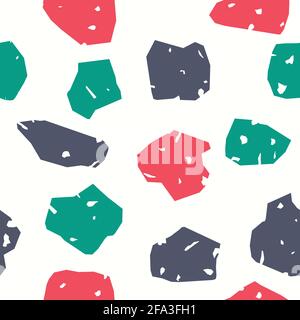 Terrazzo flooring vector seamless pattern. Classic venetian terrazzo style of floor of stone, granite, quartz. Stock Vector