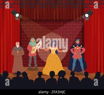 performance spotlight stage cartoon vector illustration Stock Vector ...