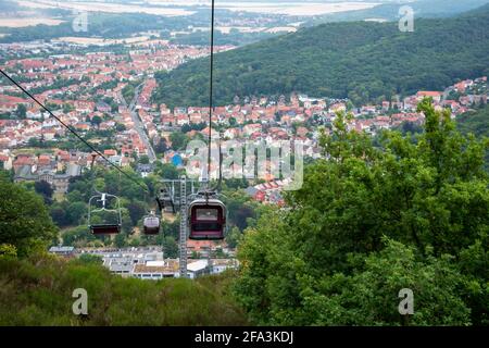 The cable car to the Rosstrappe in Thale in the Harz Mountains Stock Photo