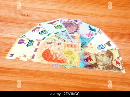 Money / Cash: Argentine peso bills Stock Photo