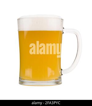 Mug filled with white beer, isolated on white Stock Photo