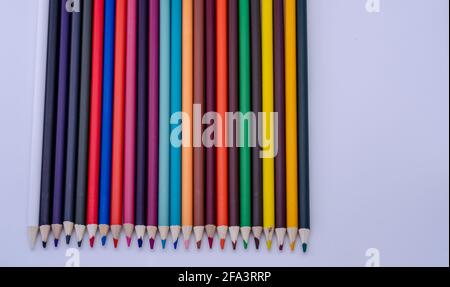 Colorful pencils on white background Stock Photo