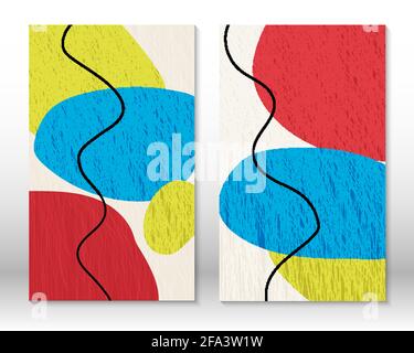 Modern abstract painting. Set of fluid textured shapes. Abstract hand drawn watercolor effect shapes. Home decor design. Modern art print Stock Vector