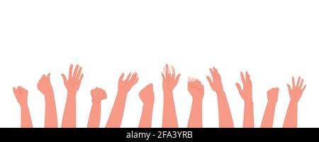 Human hands clapping, clapping, fans. Vector illustration in a flat style on a white background. Stock Vector