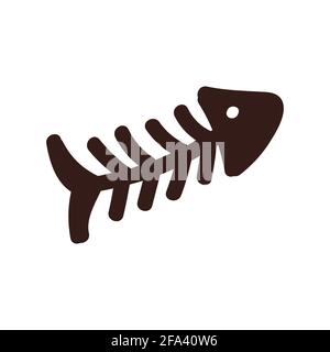 Illustration of a black fish bone on a white background, vector illustration. Stock Vector