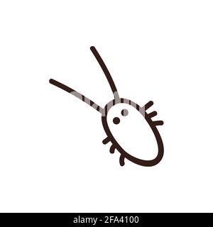 Vector illustration of a cockroach on a white background. The insect lives in the house. Roach logo icon. Stock Vector