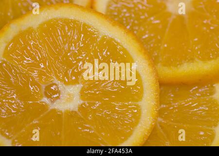 Close-up of a freshly sliced fresh orange for background related to natural and fresh food Stock Photo
