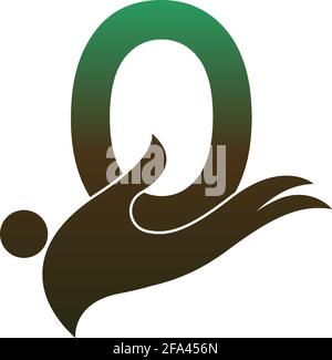 Letter O logo icon with people hand design symbol template vector Stock Vector
