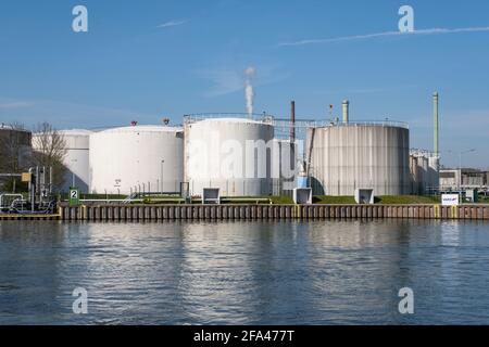 Tank Depot At The Datteln-Hamm-Canal, Lünen, Ruhr Area, North Rhine-Westphalia, Germany, Europe Stock Photo