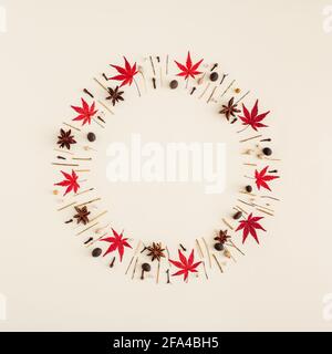 Creative layout with leaves and branches. Abstract vision. Stock Photo