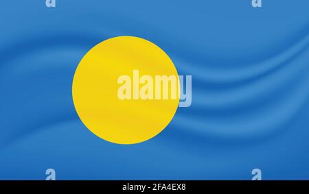 Palau national flag created in grunge style Stock Vector