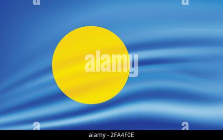 Palau national flag created in grunge style Stock Vector