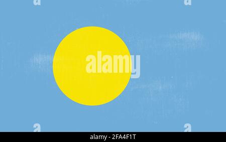 Palau national flag created in grunge style Stock Vector