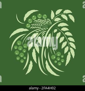 Abstract floral pattern in Ukrainian folk painting style Petrykivka. Fantasy flowers, leaves, branches . Batik, page fill, album cover, textile print Stock Vector
