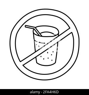 No Drinks Icon. Doodle Hand Drawn or Outline Icon Style. Vector Stock Vector